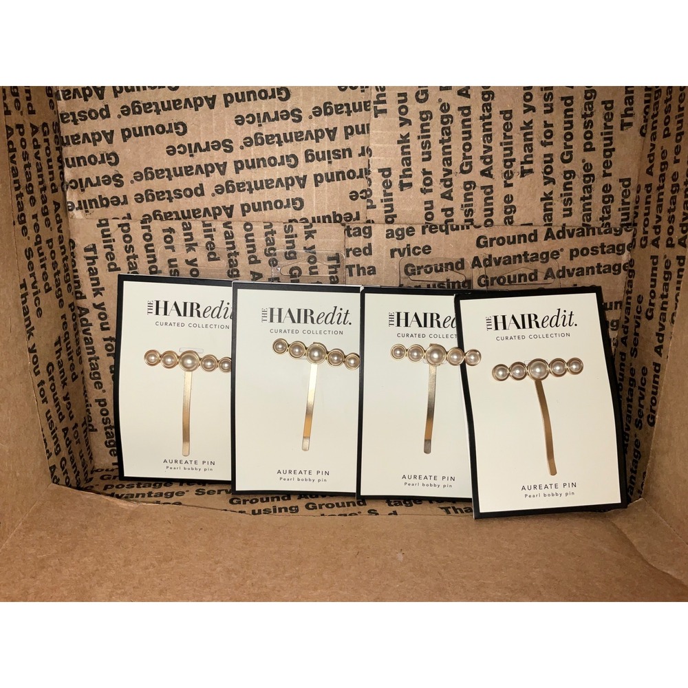 The Hair Edit Aureate Pin Pearl Bobby Pin Gold Faux Pearl Curated Collection 4pc
